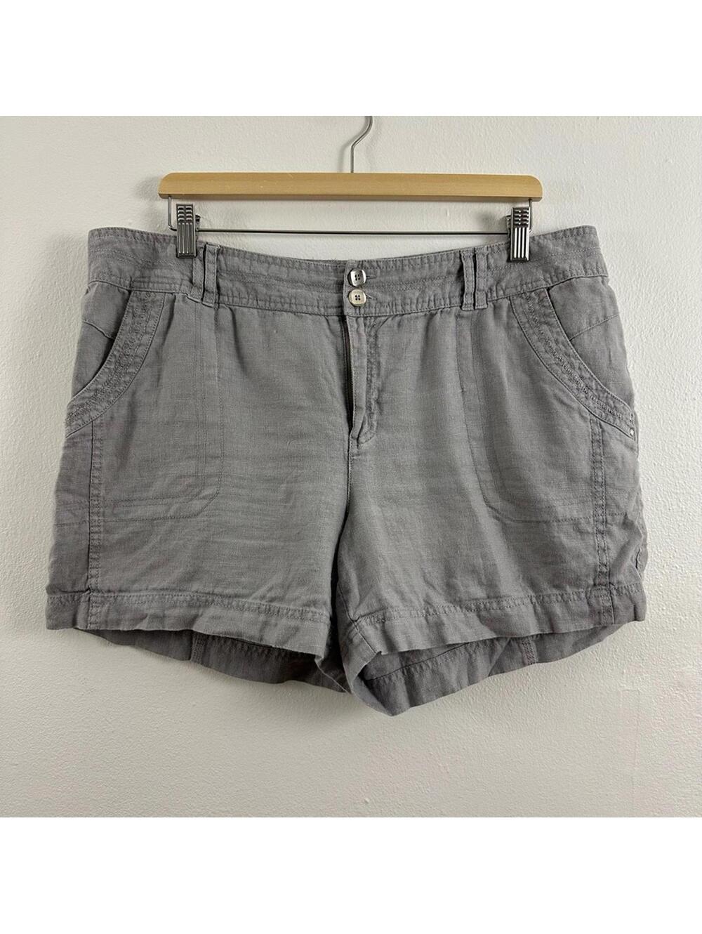 INC International Concepts Gray Linen Shorts Women's Size 14